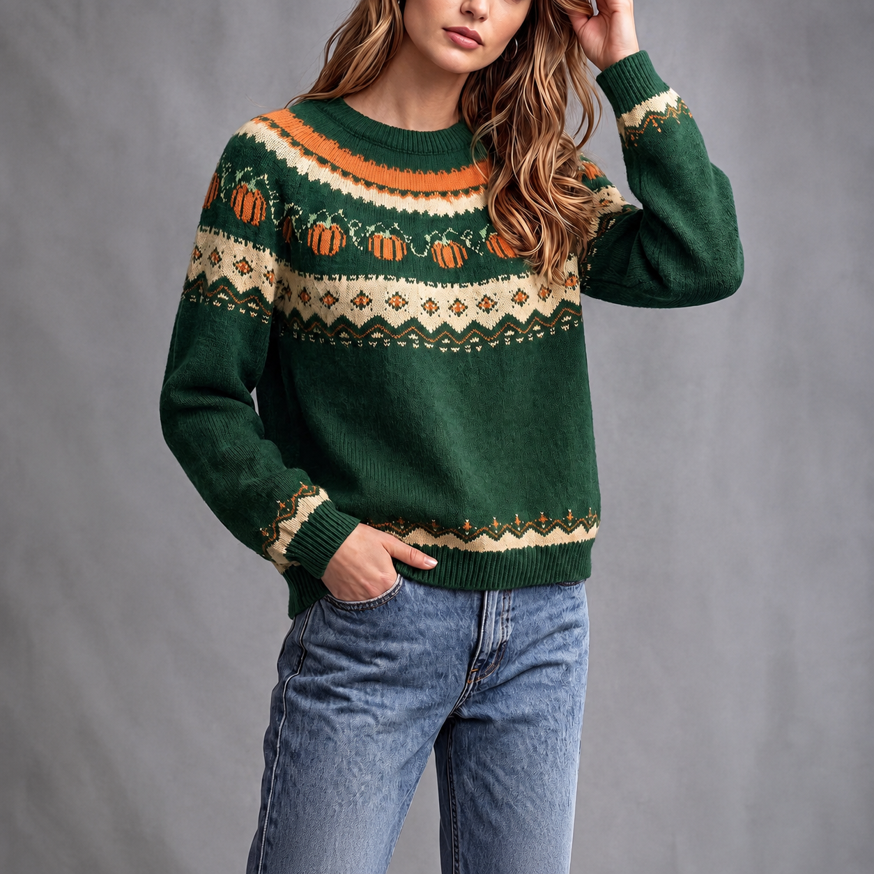 Casual Loose Knit Christmas Halloween Long Sleeve Party Sweater For Women