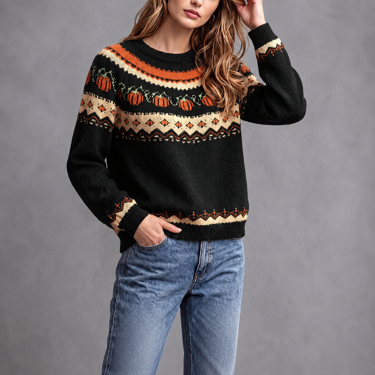 Casual Loose Knit Christmas Halloween Long Sleeve Party Sweater For Women