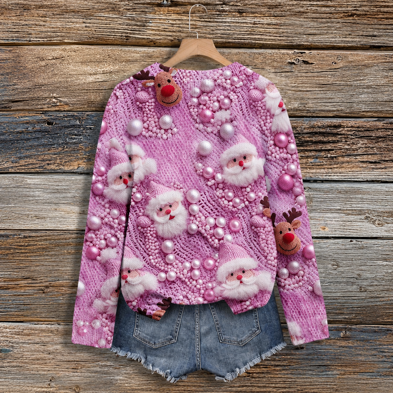 Casual Knit Christmas Santa Claus Pullover Sweater For Women