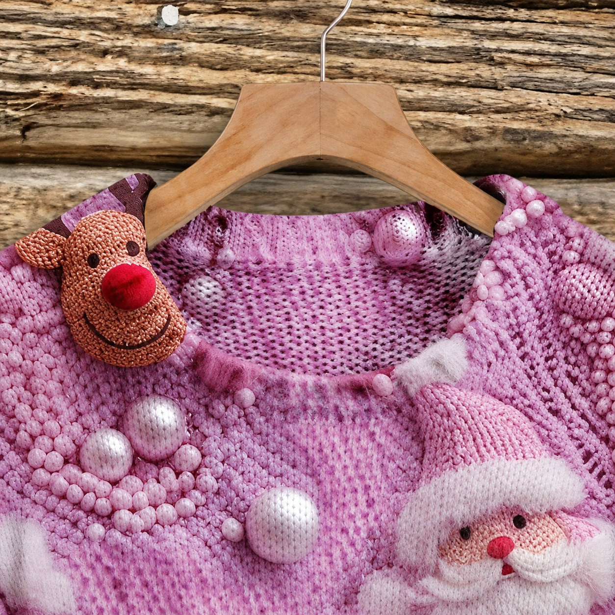 Casual Knit Christmas Santa Claus Pullover Sweater For Women