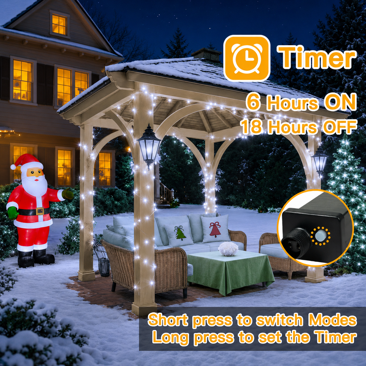 200 LED Christmas Outdoor And Indoor String Lights With 8 Modes