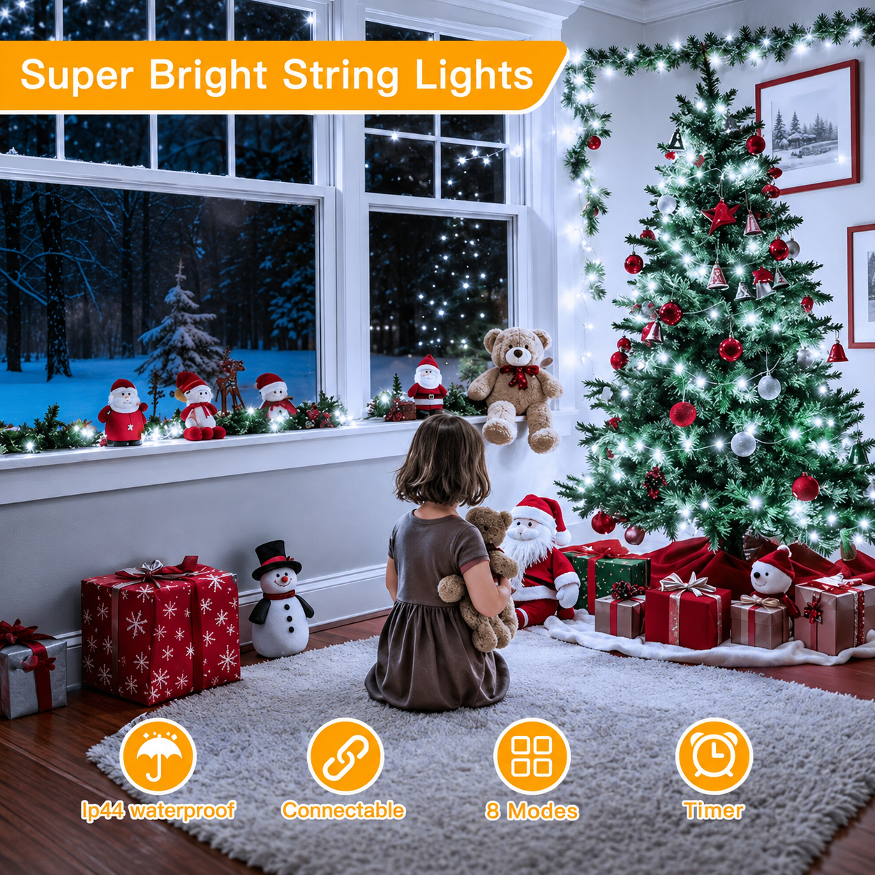 200 LED Christmas Outdoor And Indoor String Lights With 8 Modes