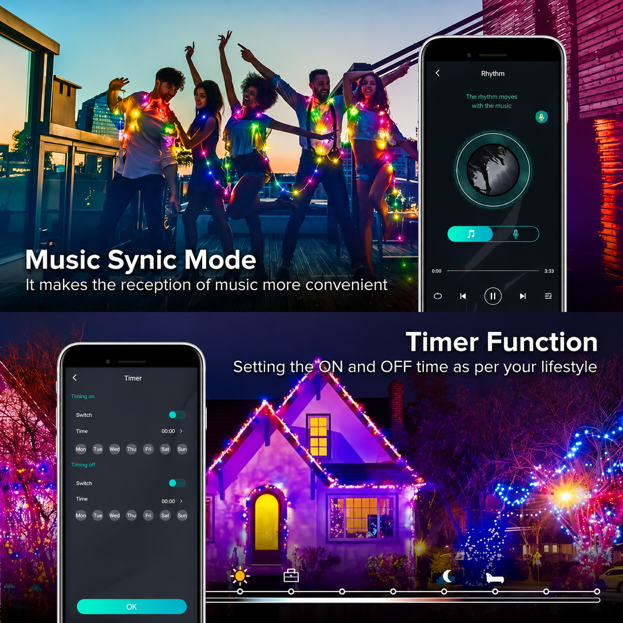 Christmas Fairy Lights With Remote Controlled And Music Sync