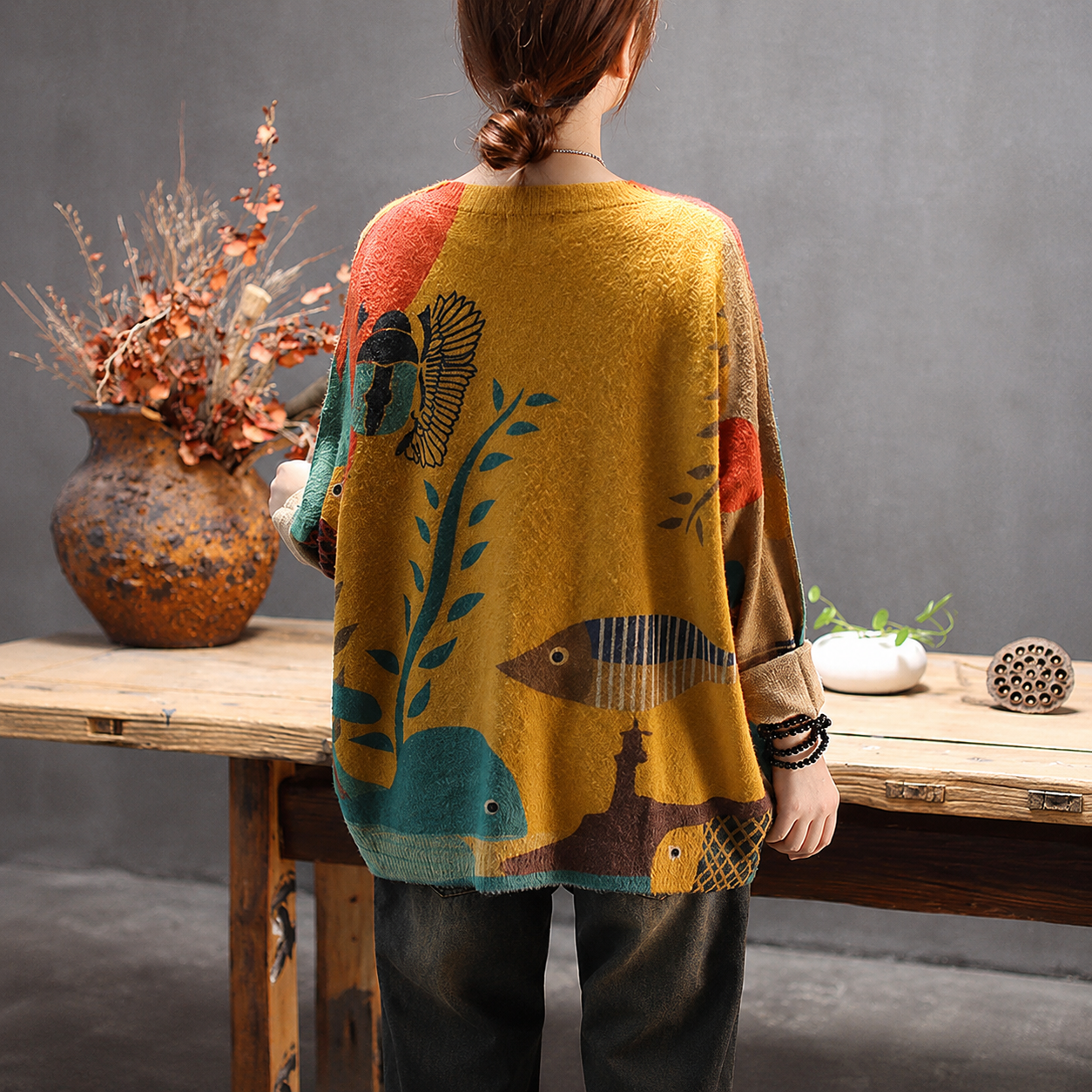 Christmas Snowman Graphic Knit Pullover Sweater for Women