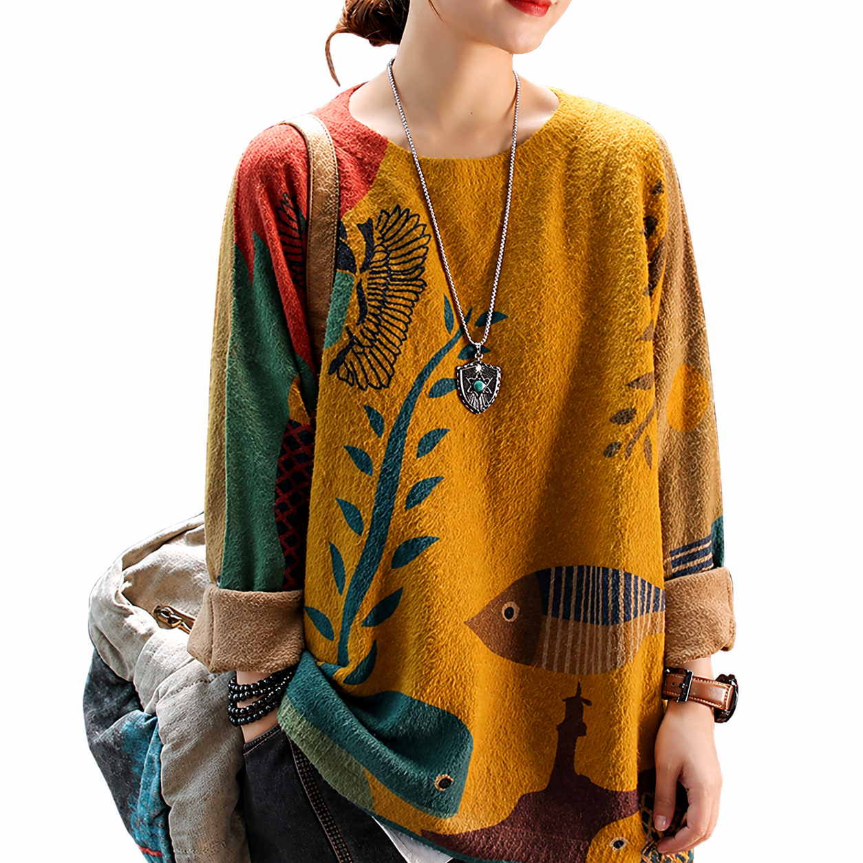 Christmas Snowman Graphic Knit Pullover Sweater for Women