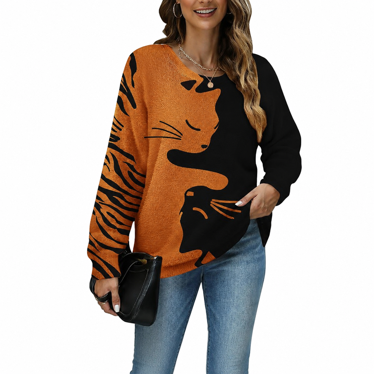 Christmas Snowman Graphic Knit Pullover Sweater for Women