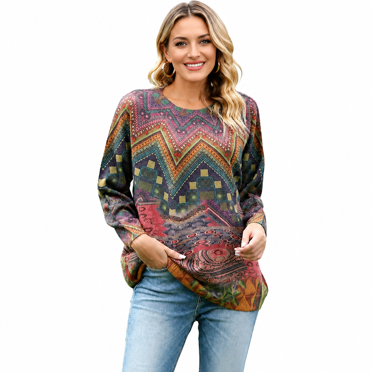 Christmas Snowman Graphic Knit Pullover Sweater for Women