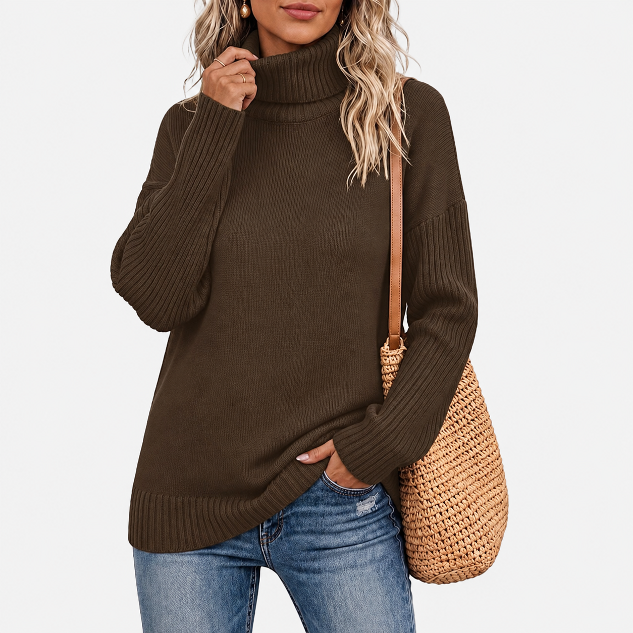 Chunky Oversized Ribbed Knit Christmas Pullover Sweater for Women