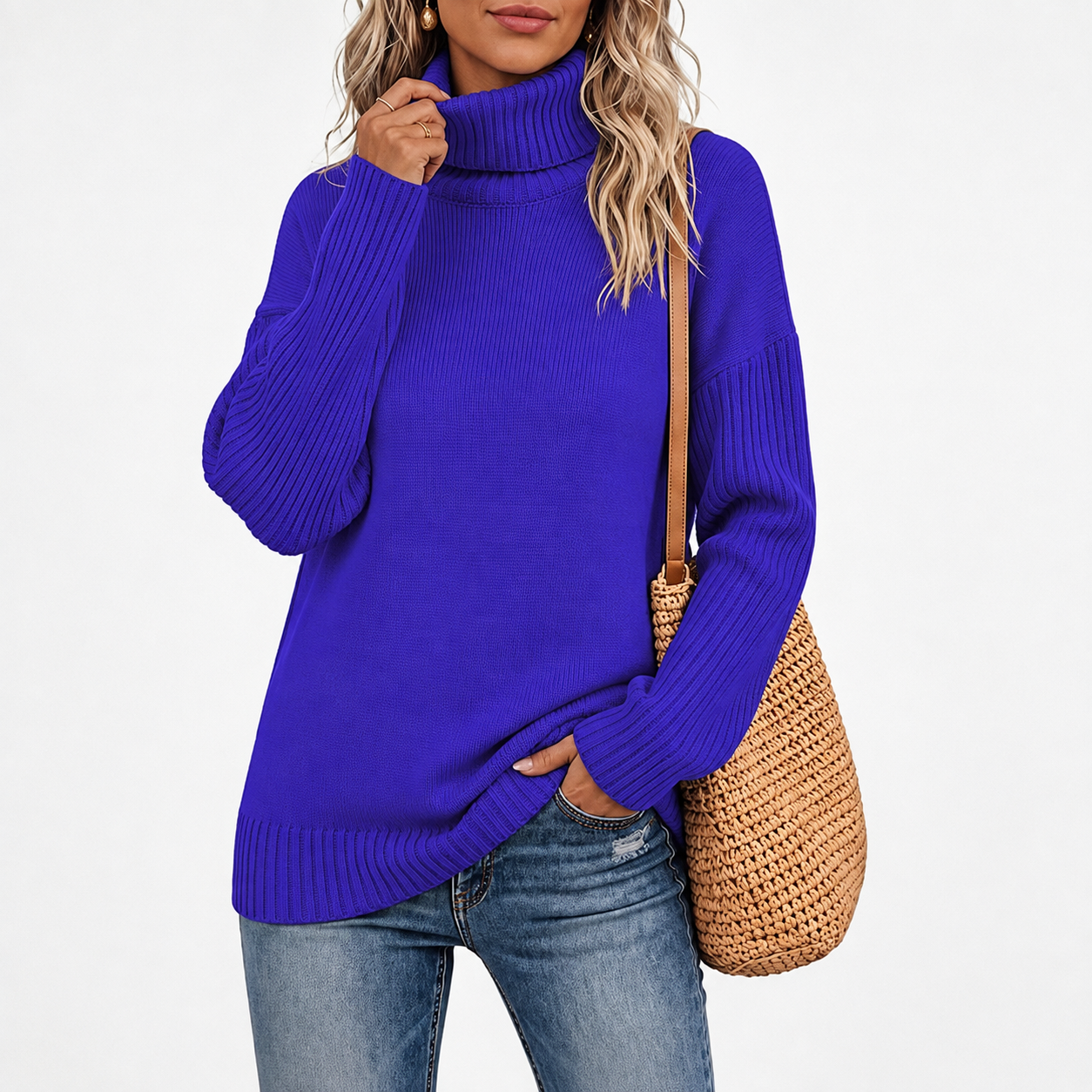 Chunky Oversized Ribbed Knit Christmas Pullover Sweater for Women