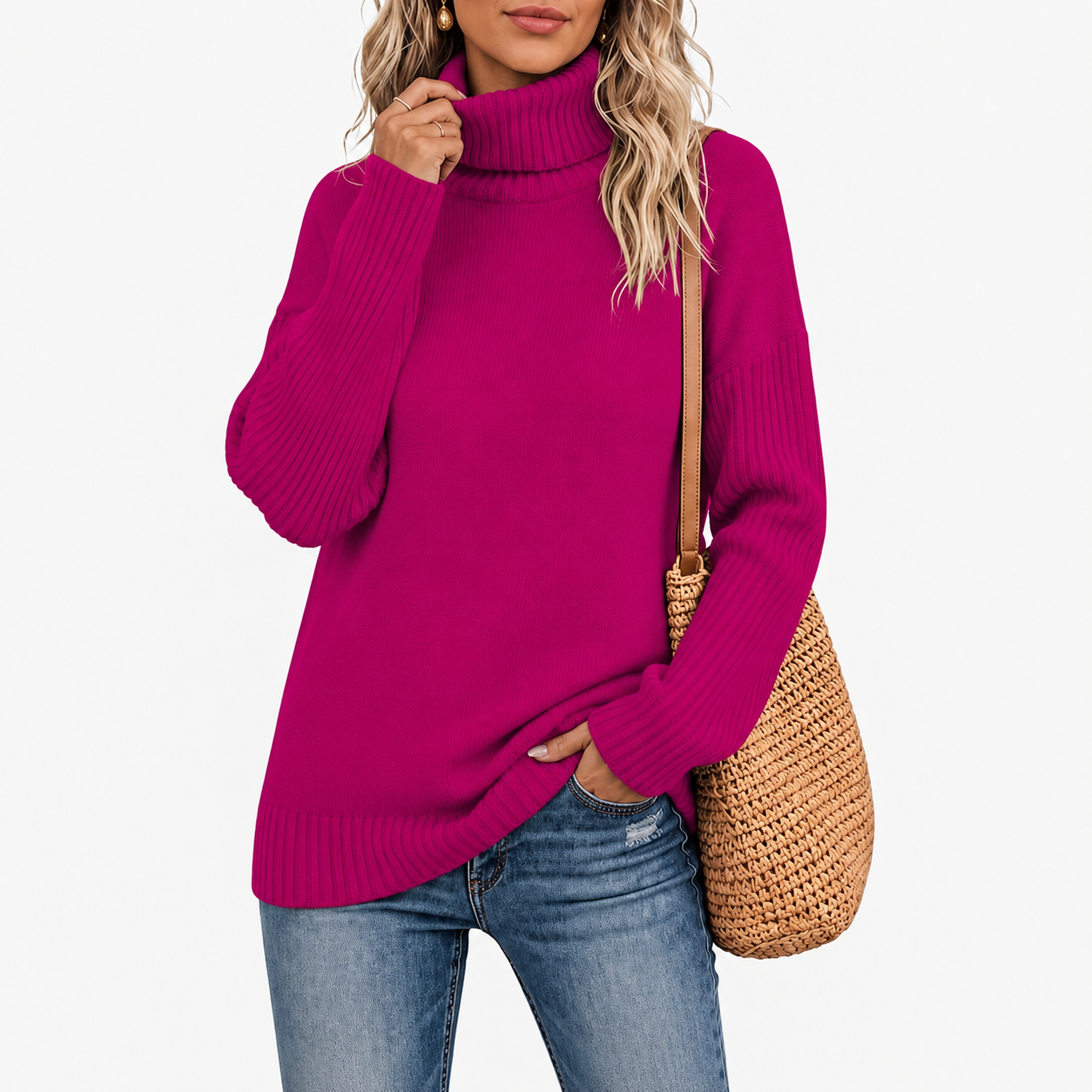 Chunky Oversized Ribbed Knit Christmas Pullover Sweater for Women