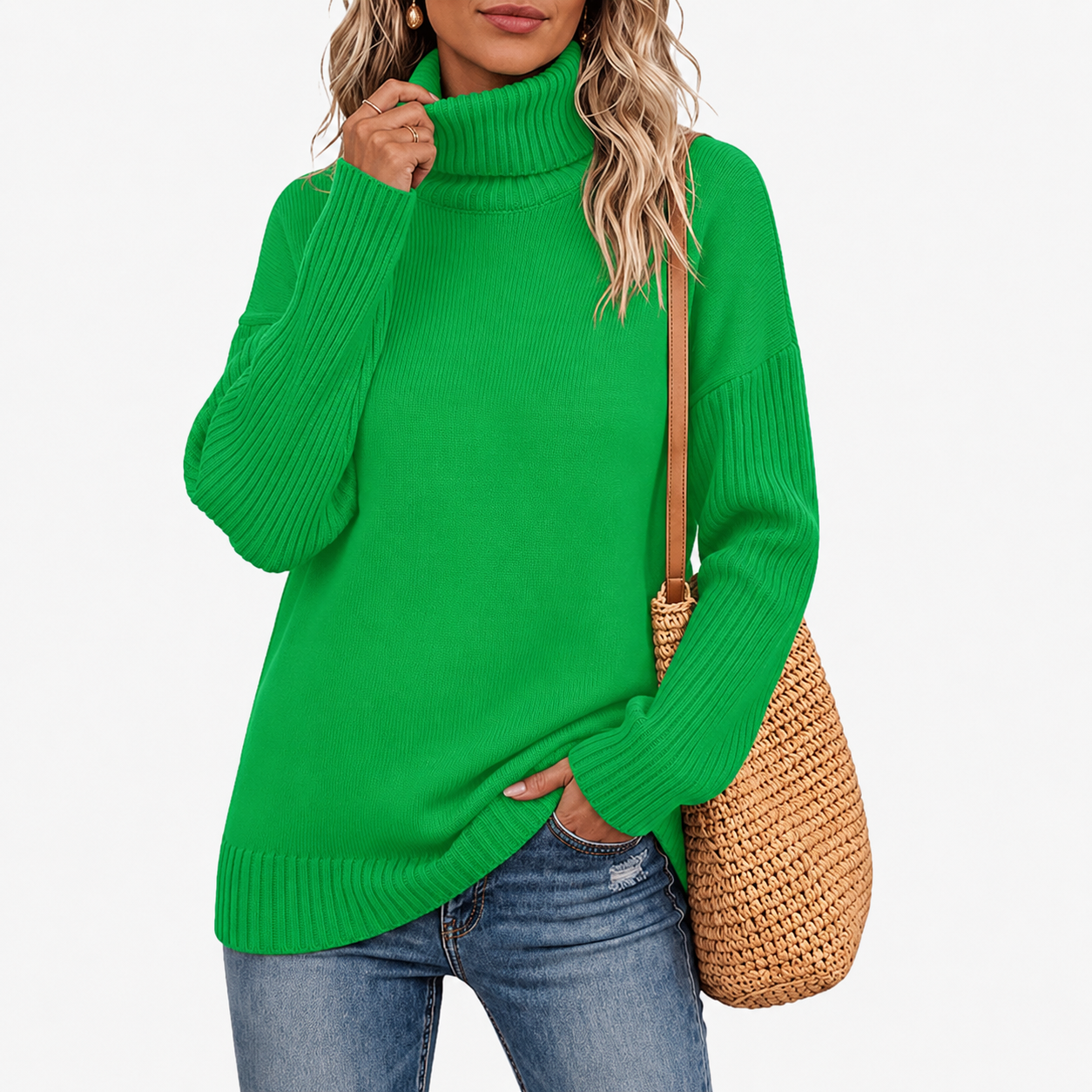 Chunky Oversized Ribbed Knit Christmas Pullover Sweater for Women
