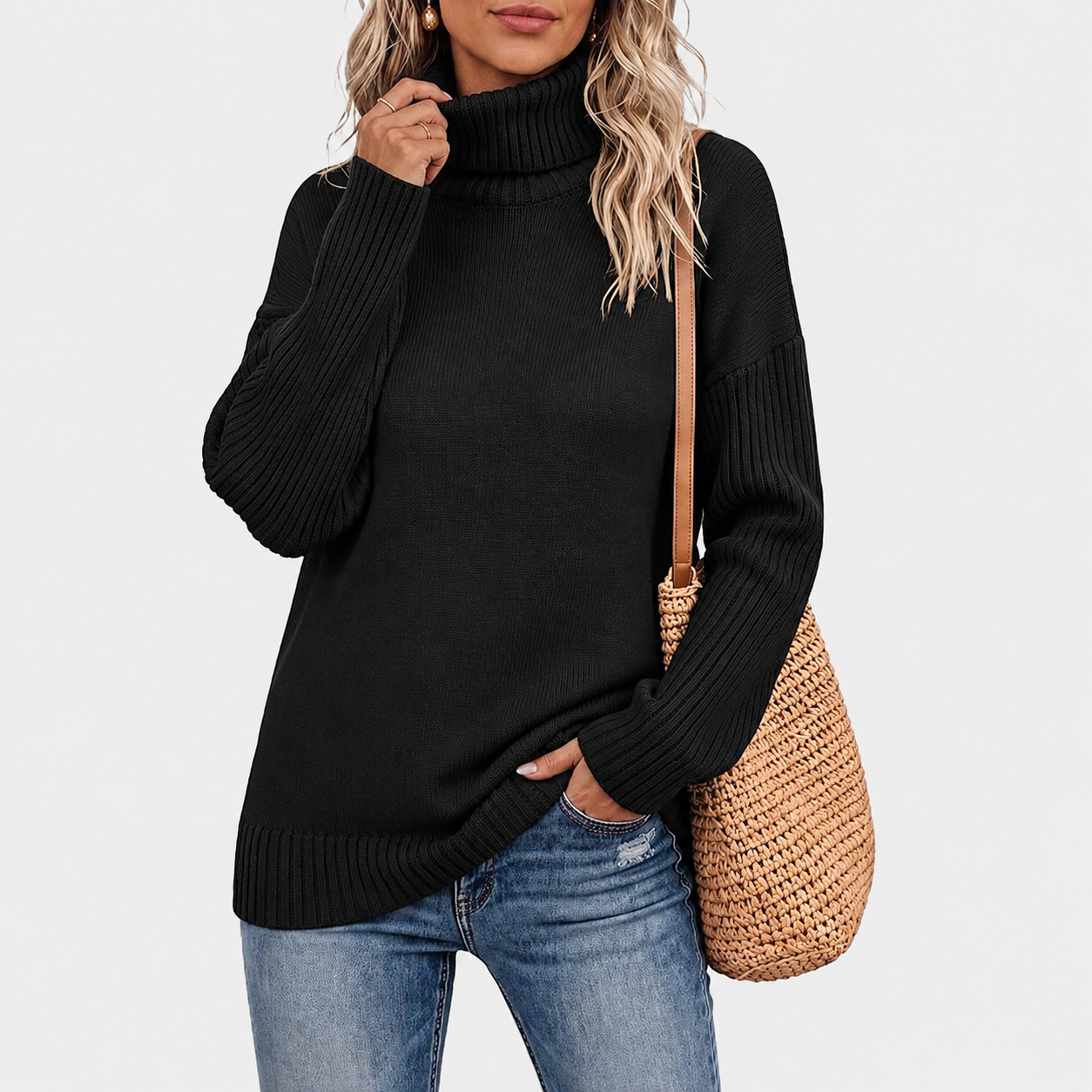 Chunky Oversized Ribbed Knit Christmas Pullover Sweater for Women