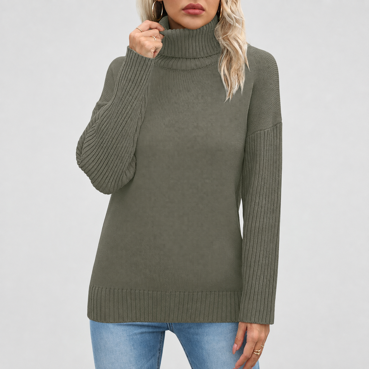 Chunky Oversized Ribbed Knit Christmas Pullover Sweater for Women