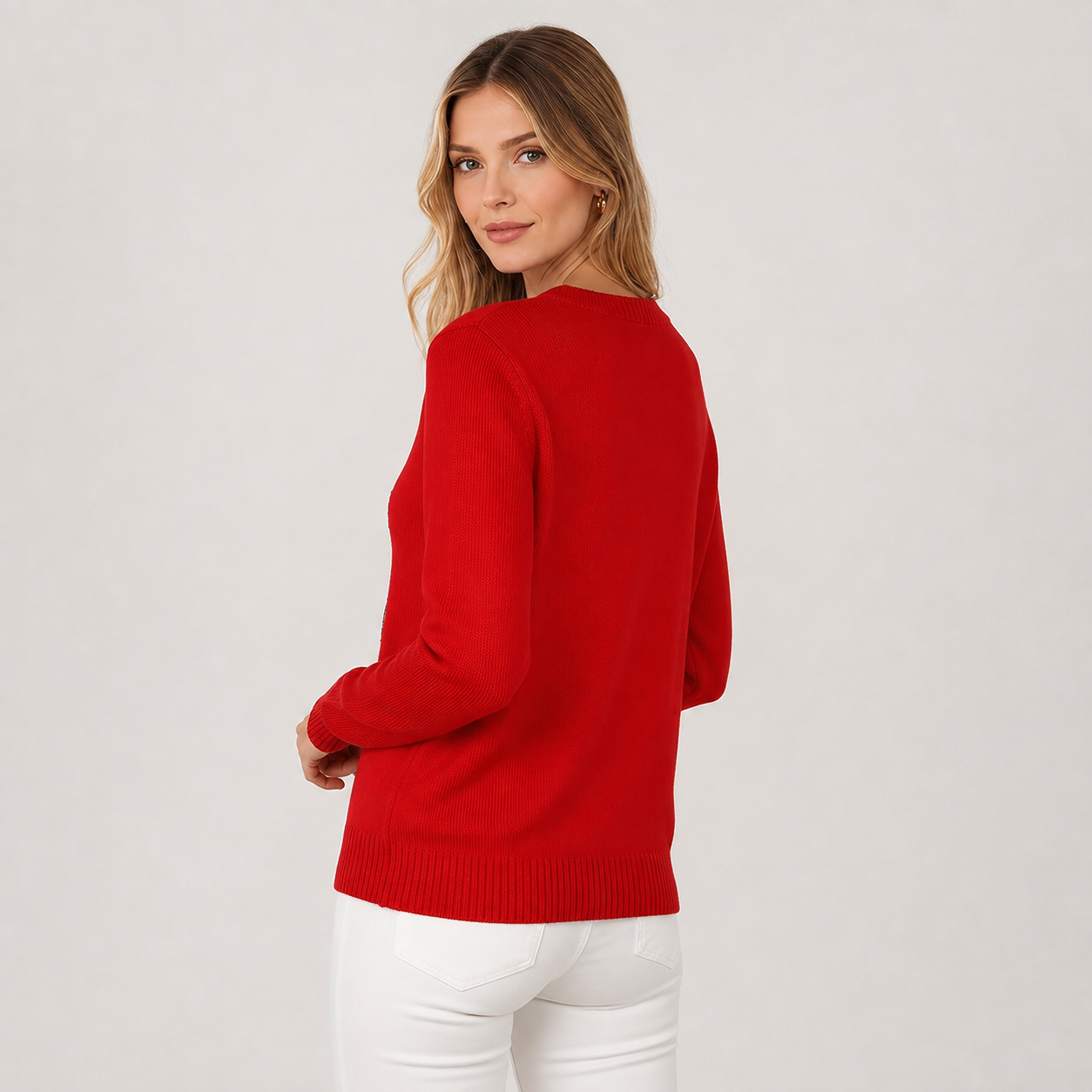Festive Graphic Knitted Christmas Pullover Sweater for Women