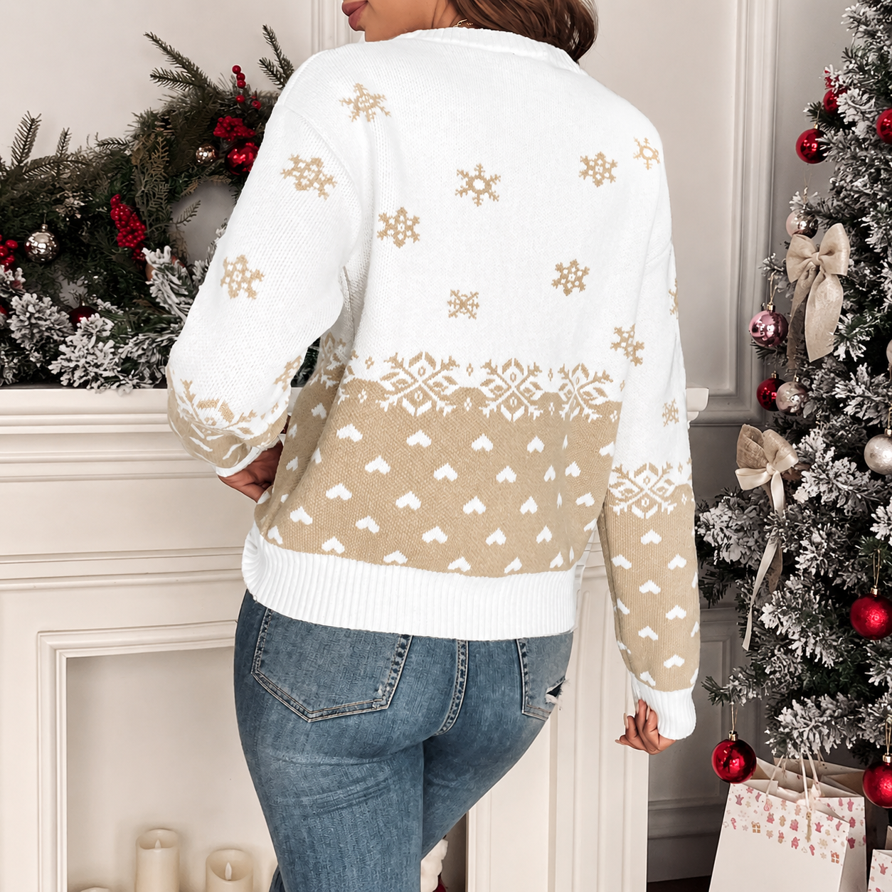 Christmas Pattern Festive Wear Long Sleeve Sweater For Women