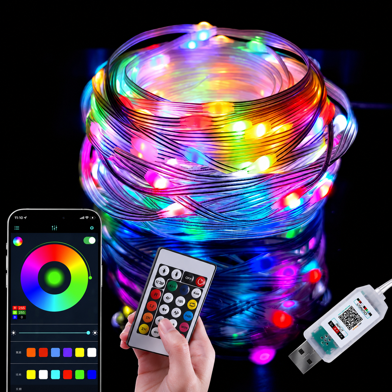 Smart Christmas LED Fairy String Lights with App Remote and Sound Control