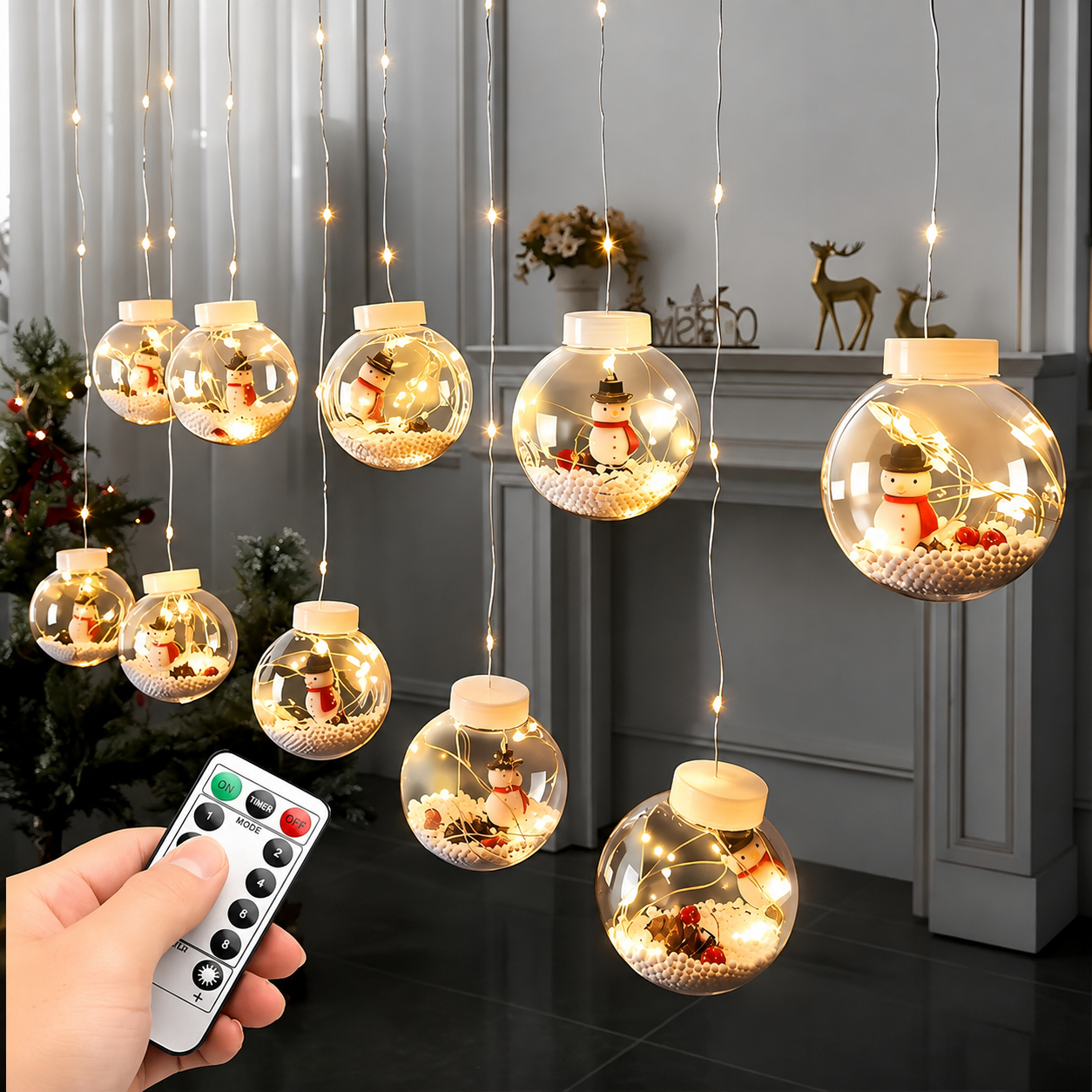 Christmas LED String Lights With Ball Ornaments