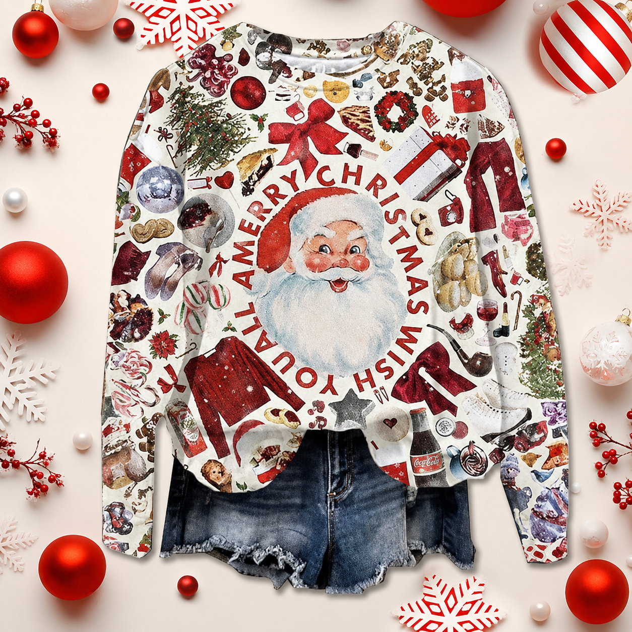 Vintage Christmas Graphic Pullover Sweatshirt for Women