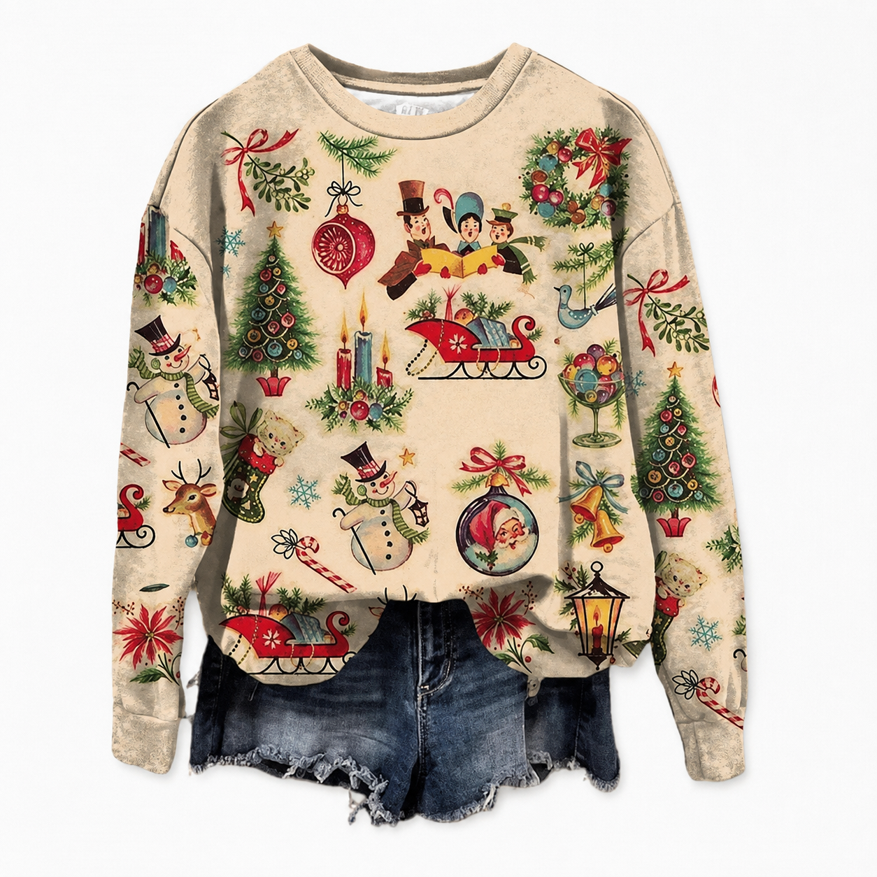 Vintage Christmas Graphic Pullover Sweatshirt for Women