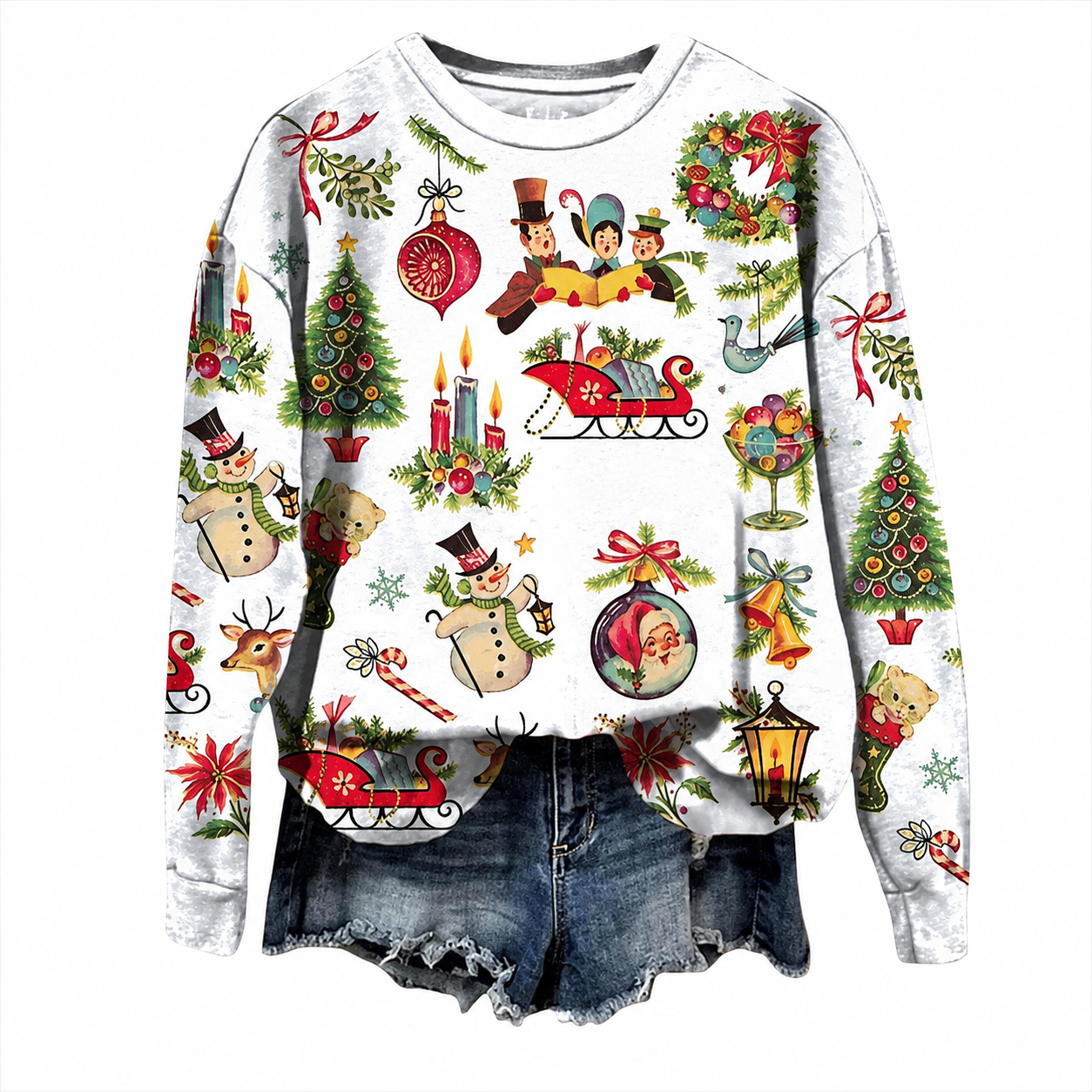 Vintage Christmas Graphic Pullover Sweatshirt for Women