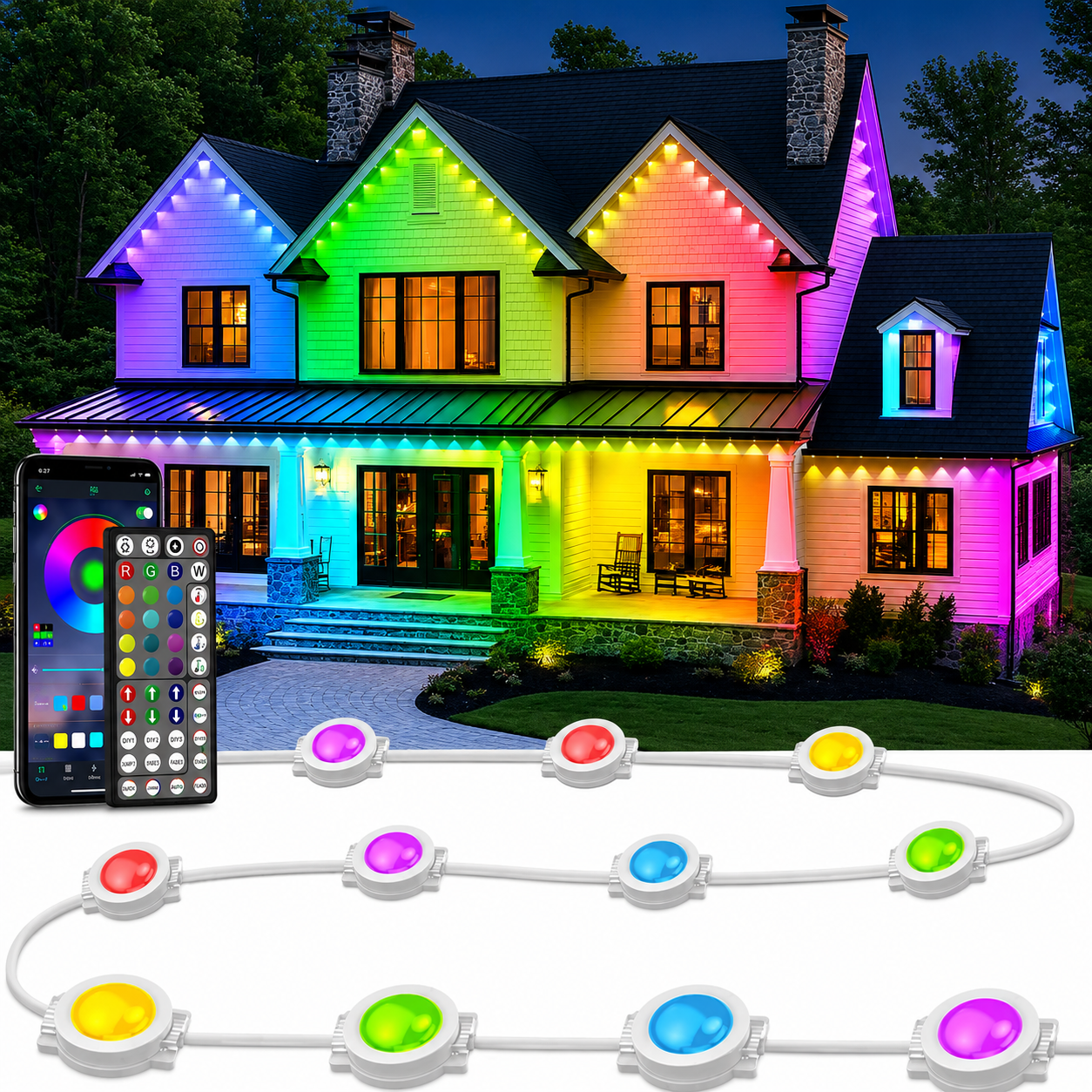 Christmas RGB Eaves Lights With Smart App And Remote Control