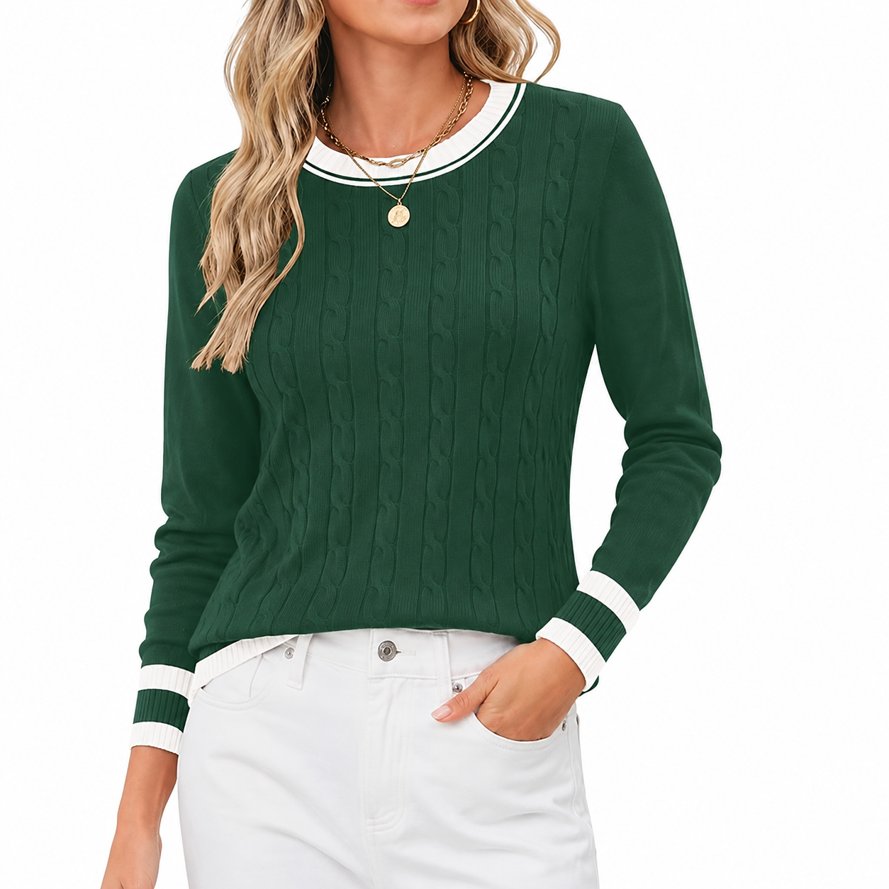 Casual Versatile Loose Ribbed Fashion Long Sleeve Sweater For Women