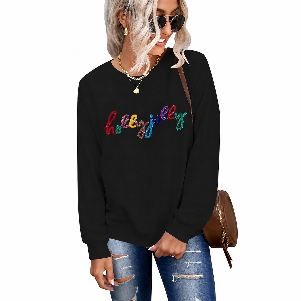 Festive printed Christmas Pullover Sweatshirt for Women