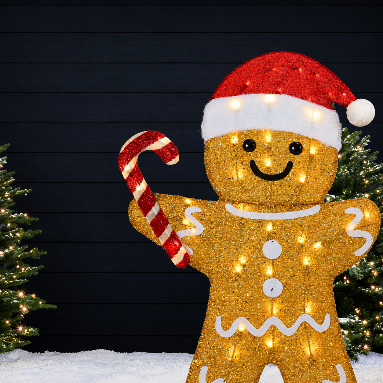 3 Pieces Gingerbread Man 2D Family Yard Decor Lights