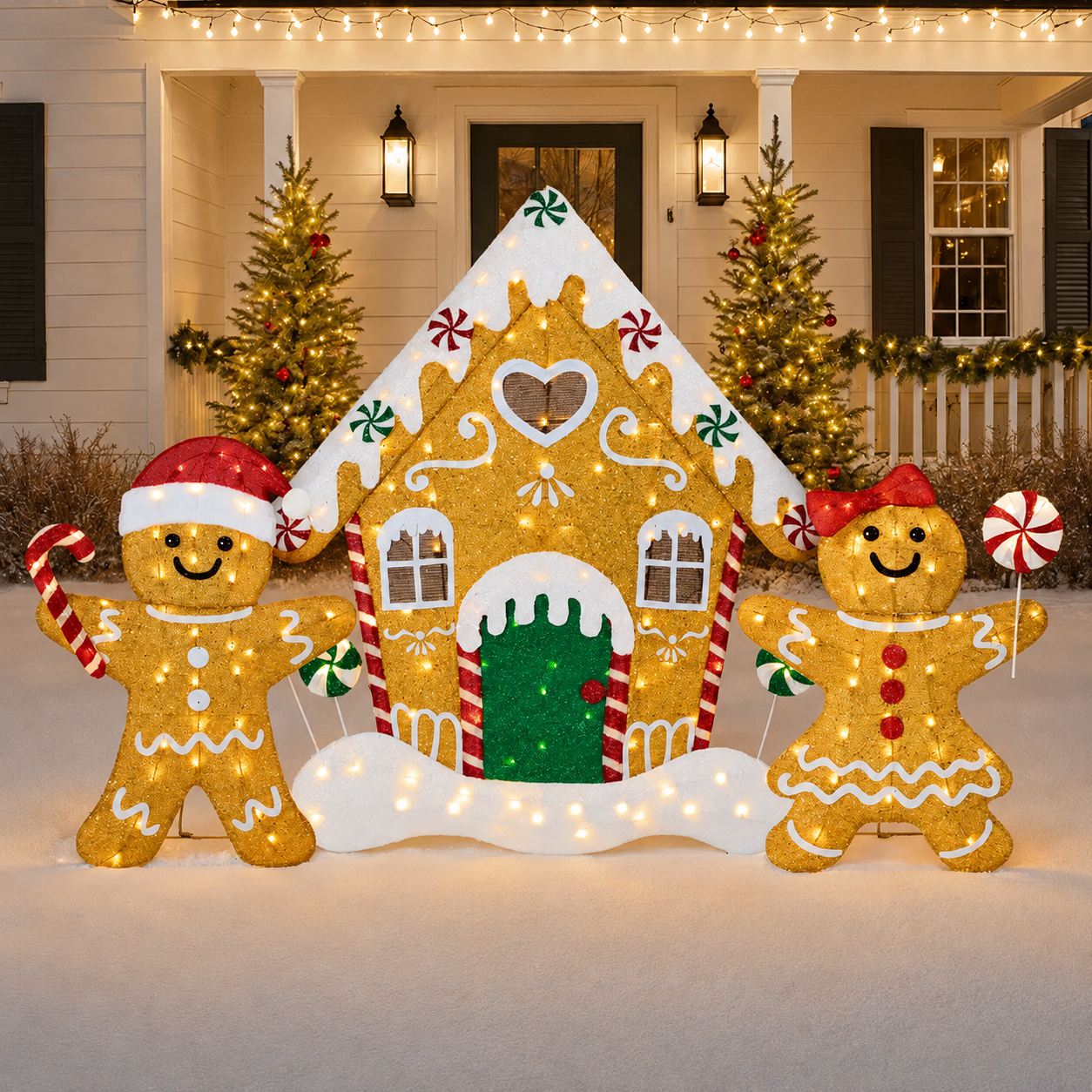 3 Pieces Gingerbread Man 2D Family Yard Decor Lights
