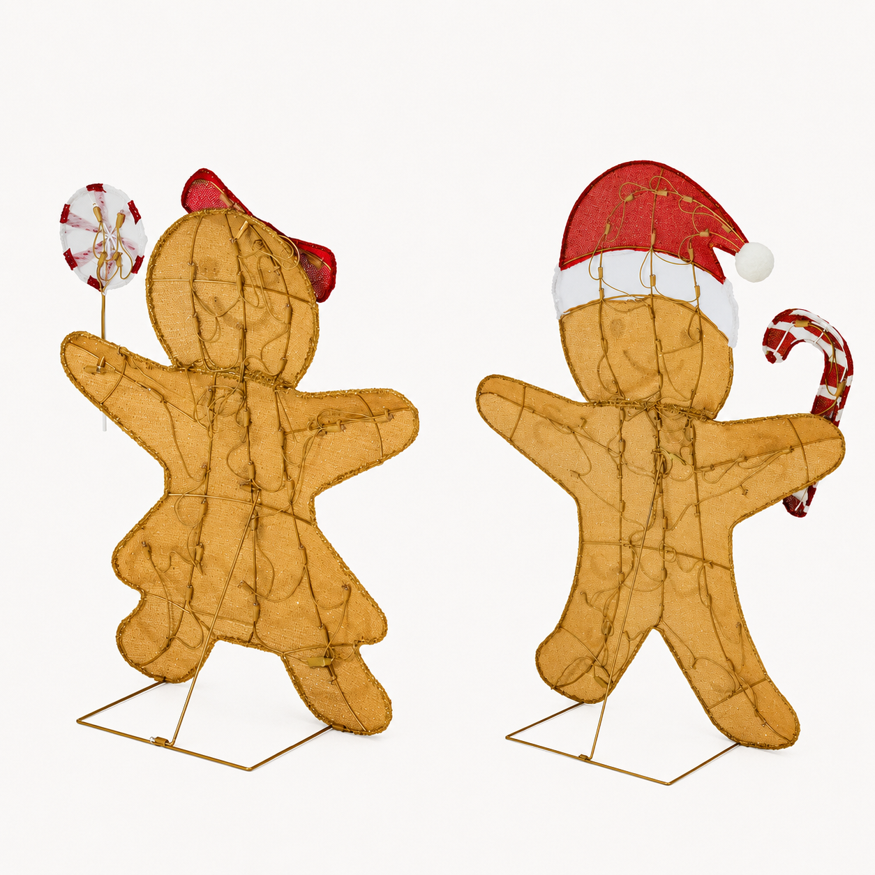 3 Pieces Gingerbread Man 2D Family Yard Decor Lights