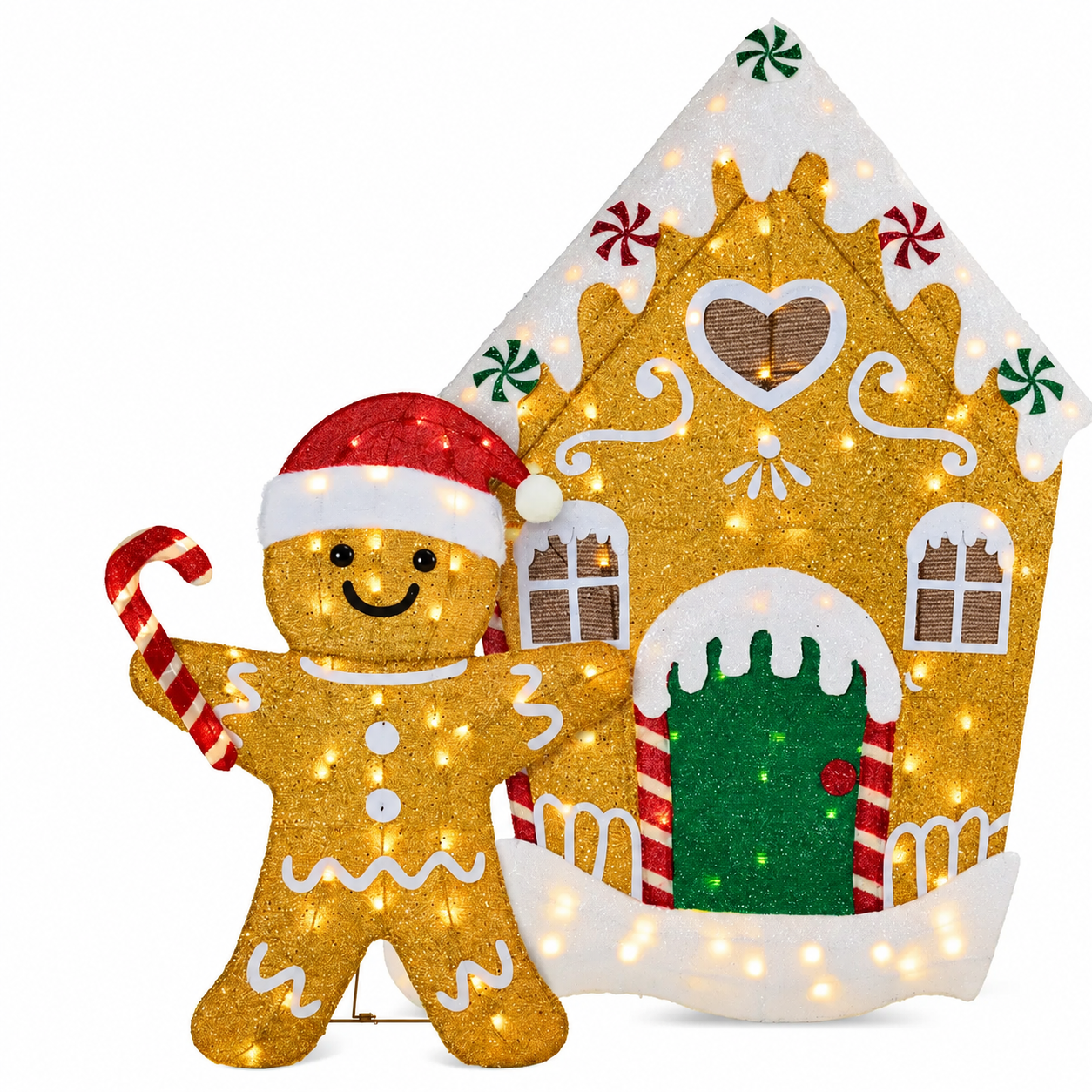 3 Pieces Gingerbread Man 2D Family Yard Decor Lights