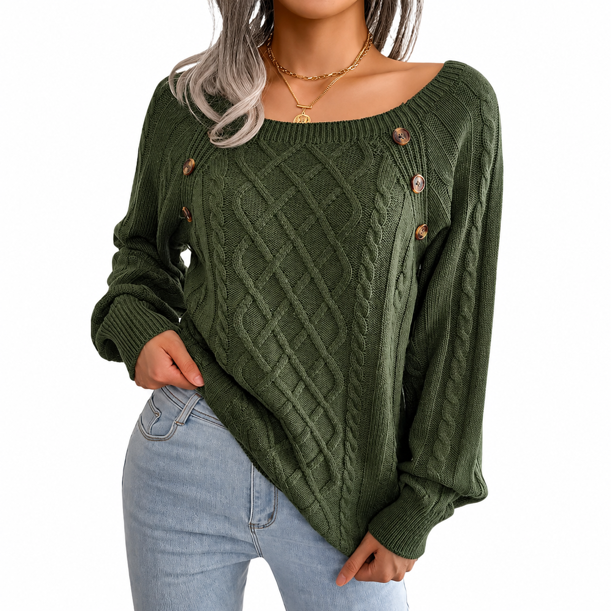 Full Sleeve Printed Knit Christmas Pullover Sweater for Women