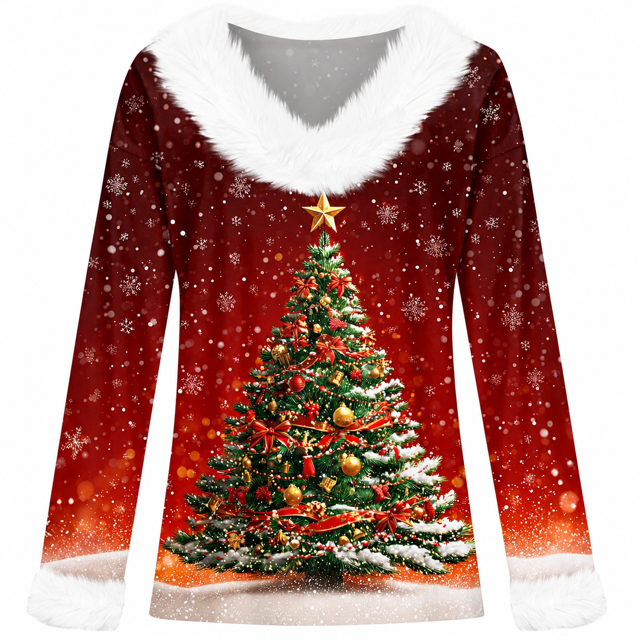 Christmas Graphic Long Sleeve Holiday Pullover Top for Women