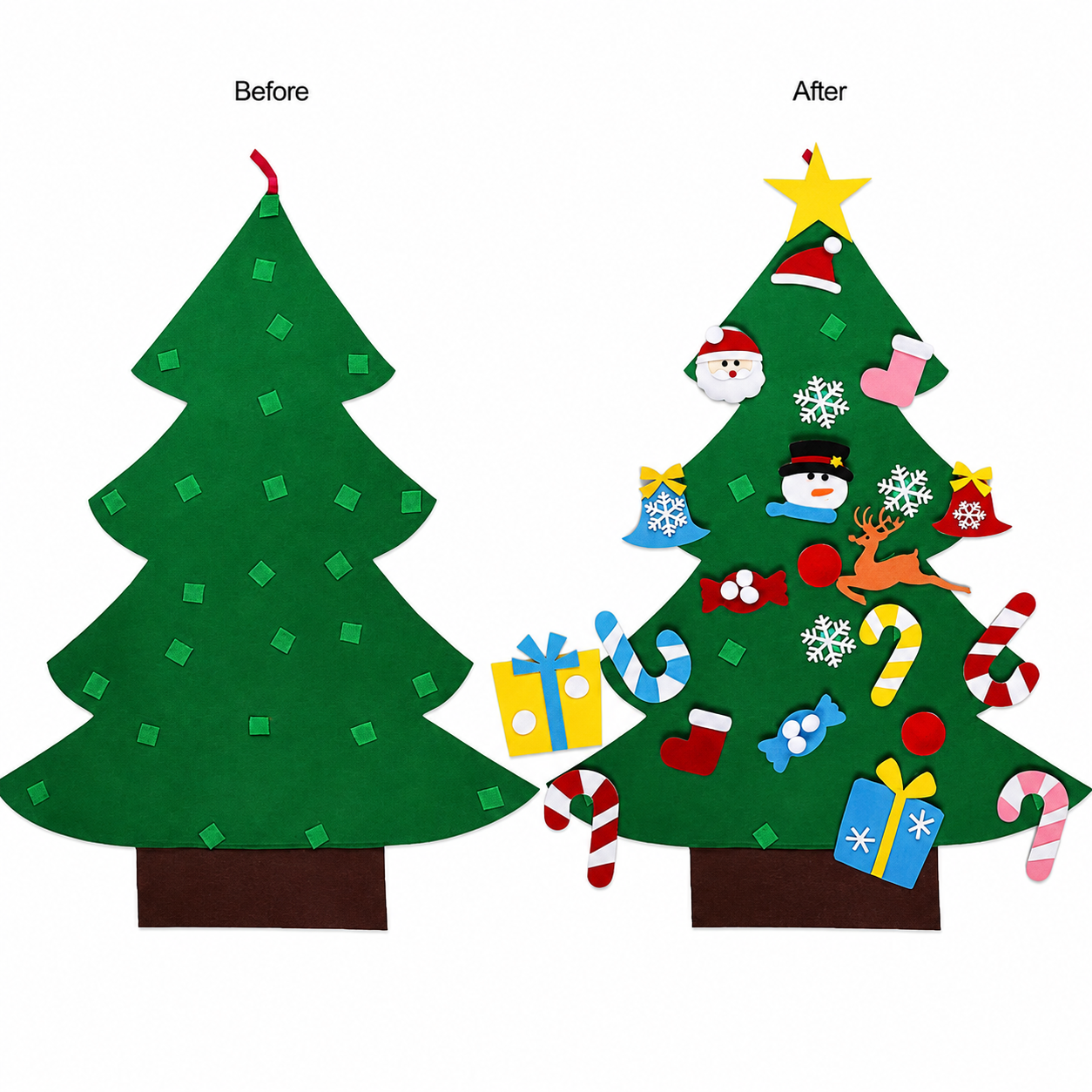 DIY Felt Christmas Tree with 26 Removable Ornaments for Kids