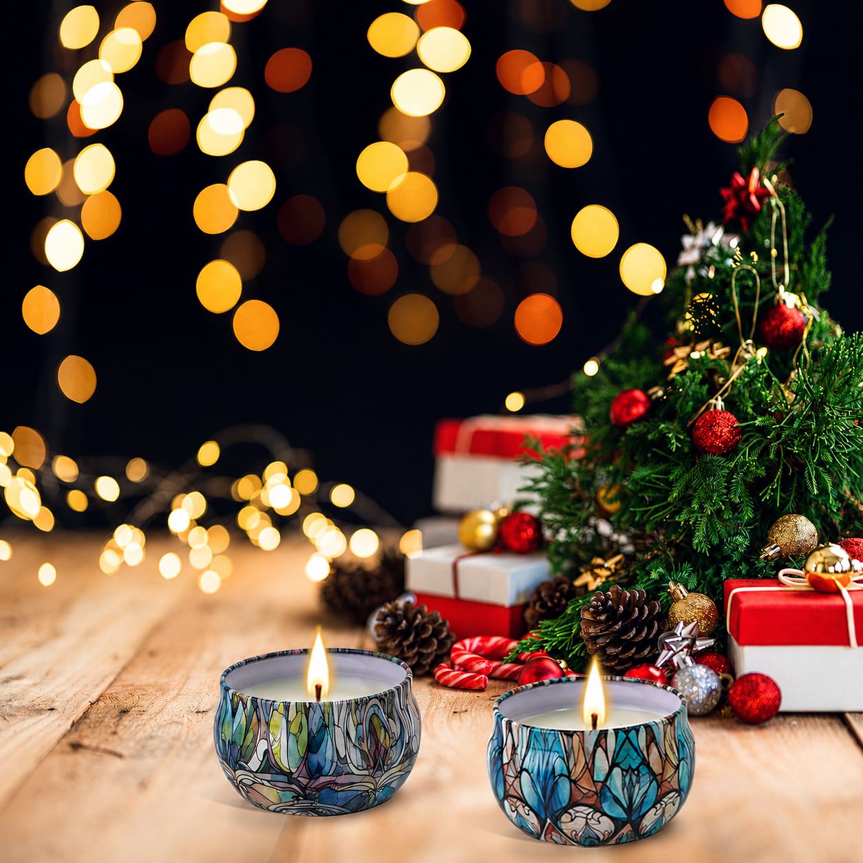 Christmas Scented Soy Wax Candle Gift Set for Home and Holiday Decor