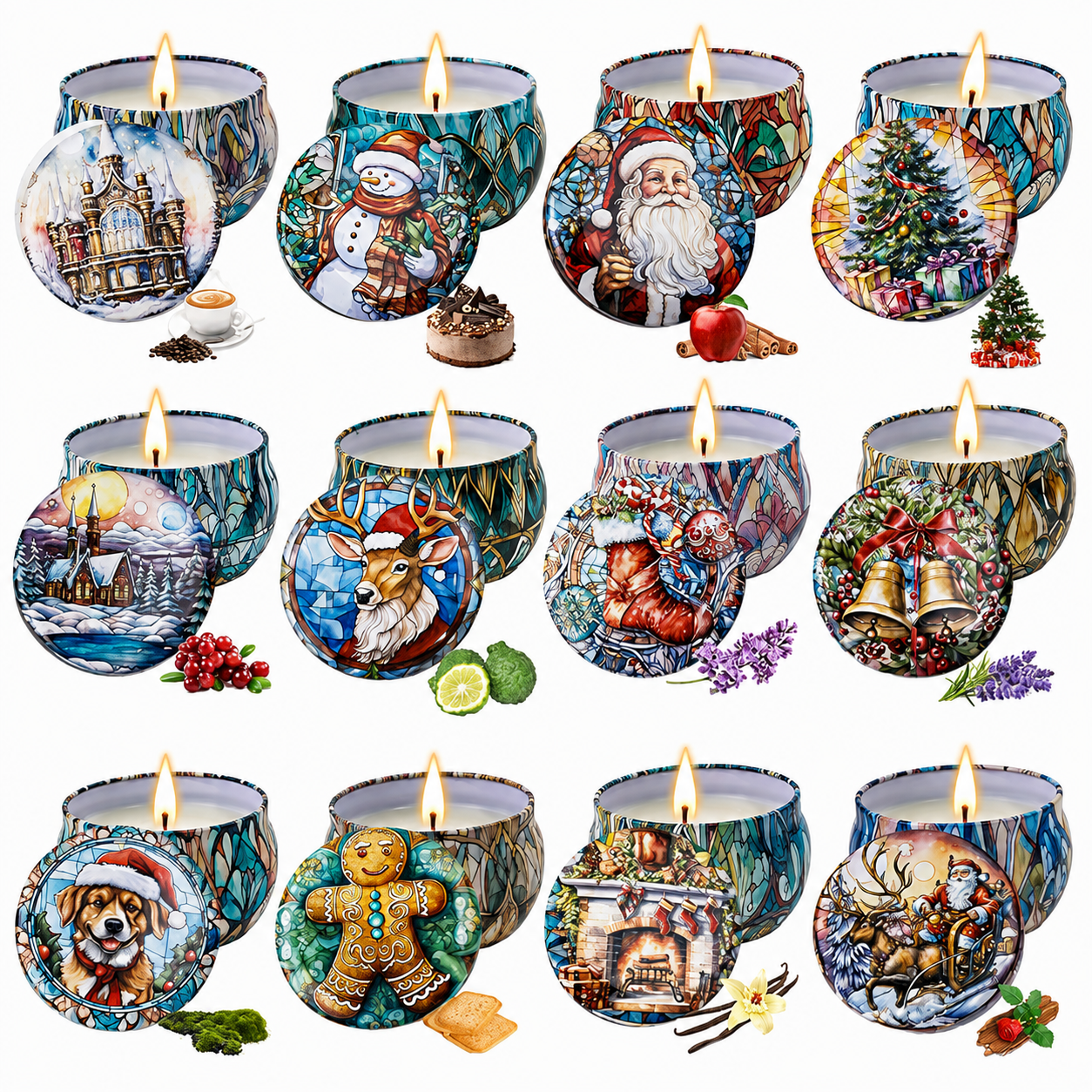 Christmas Scented Soy Wax Candle Gift Set for Home and Holiday Decor
