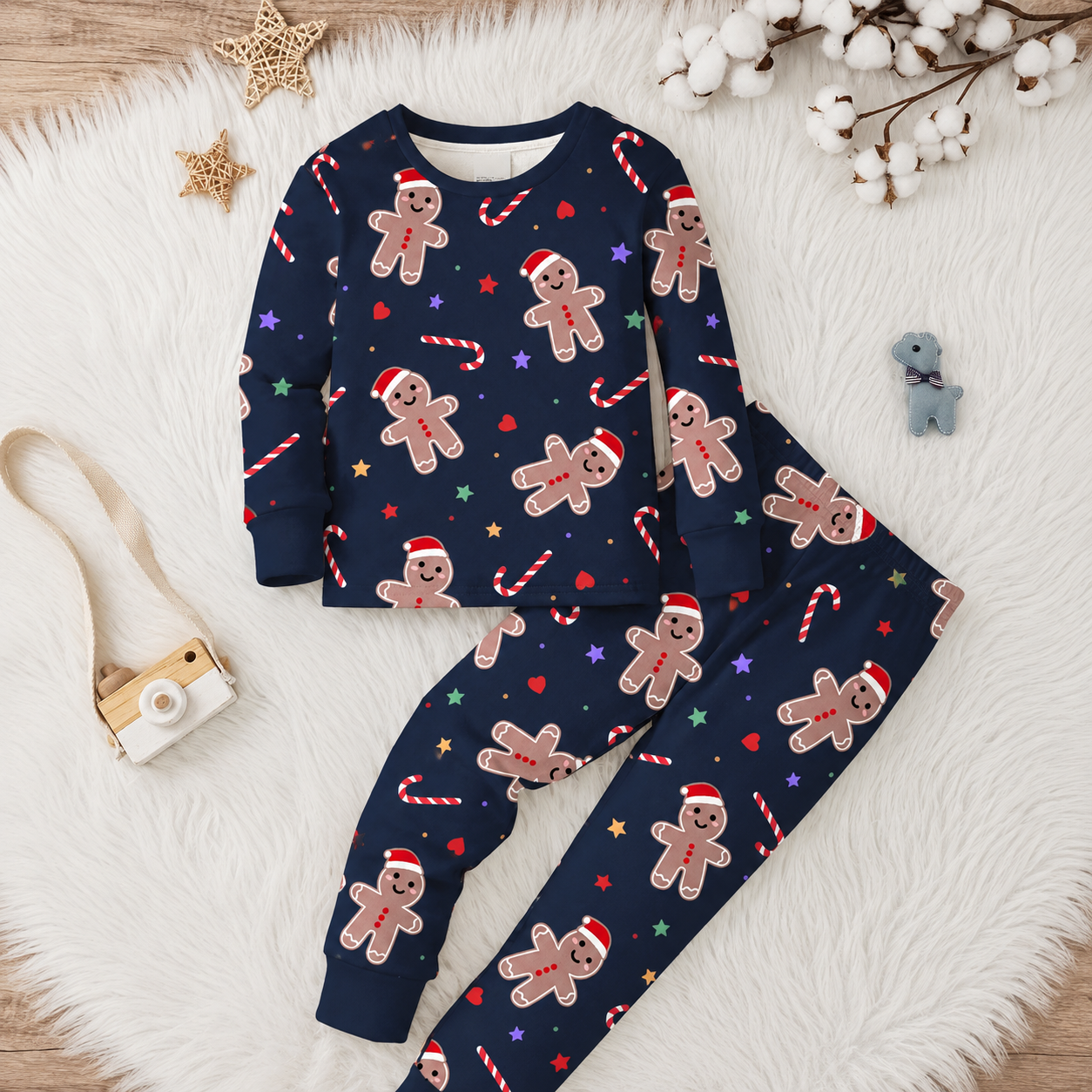 2 Piece Festive Christmas Character Print With Snug Fit Pajama Set for Boys