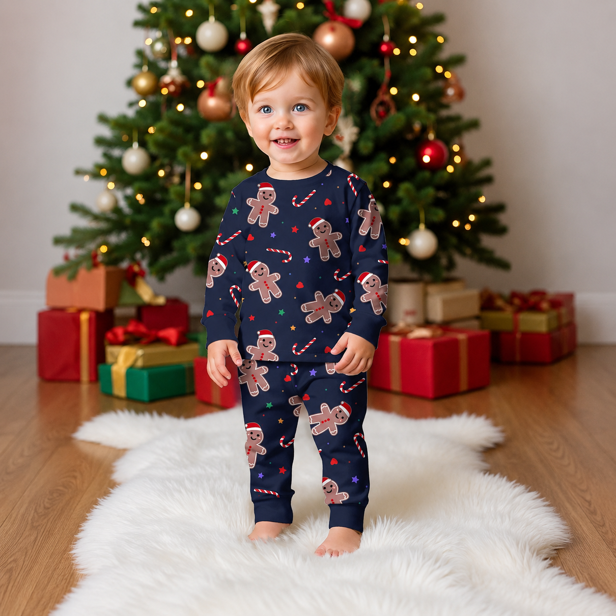 2 Piece Festive Christmas Character Print With Snug Fit Pajama Set for Boys