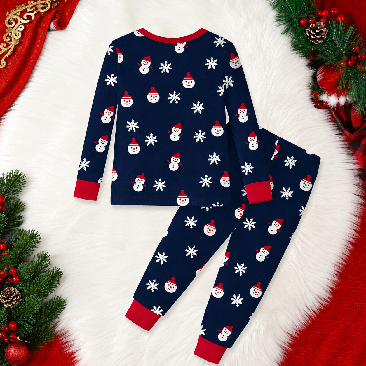 Glow in the Dark Snowman and Snowflake Christmas Pajama Set for Infant Boys