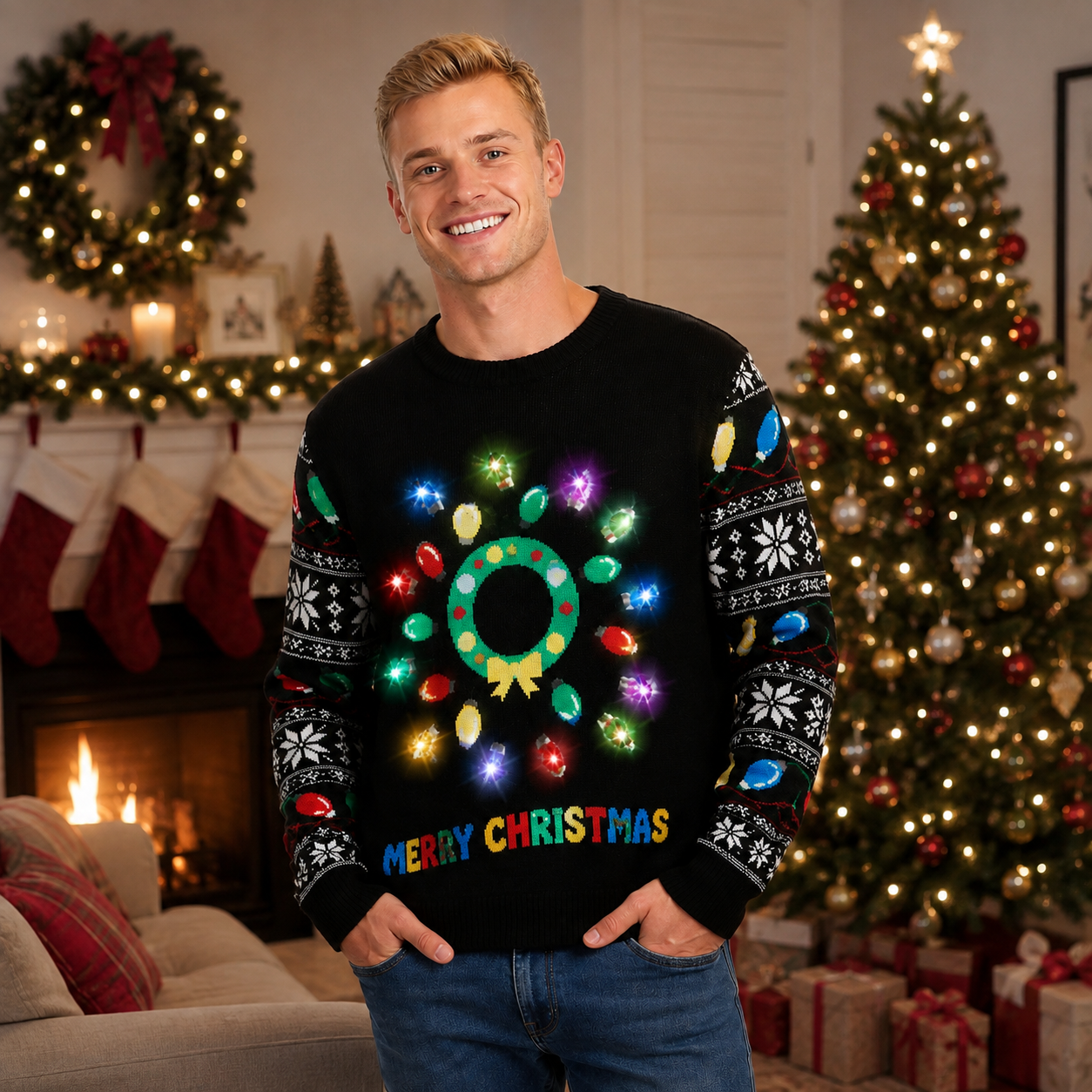 Light Up Christmas Sweater For Men And Women