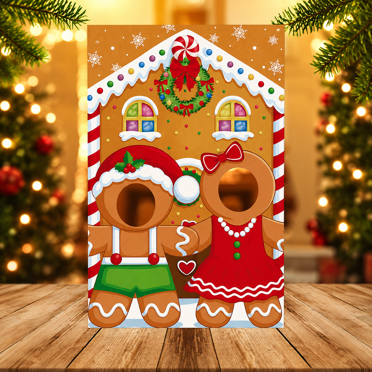 Christmas Party Photo Backdrop with Hatt for Holiday Decor
