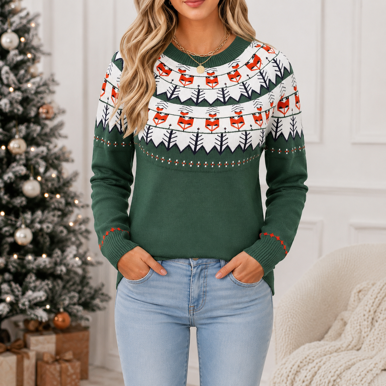Casual Warm Knitted Pullover Sweater For Women