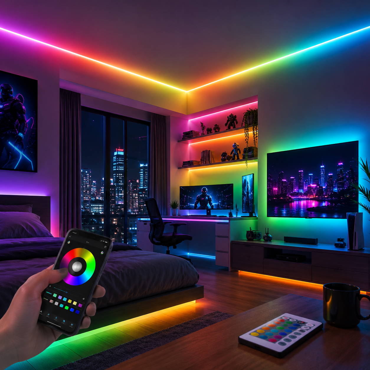 Music Sync LED Strip Christmas Lights For Bedroom   