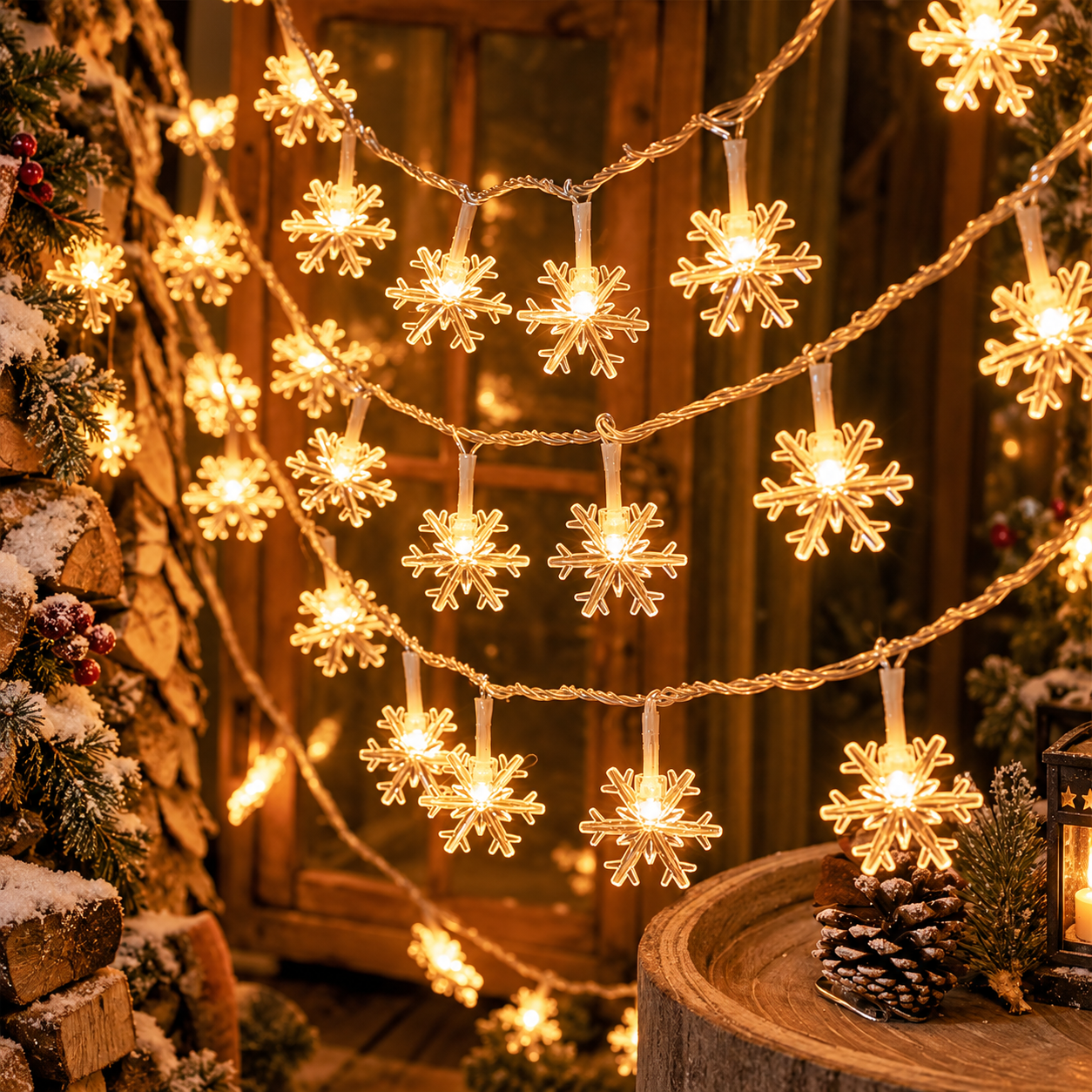 Snowflake String Lights For Christmas Holiday Room Decoration