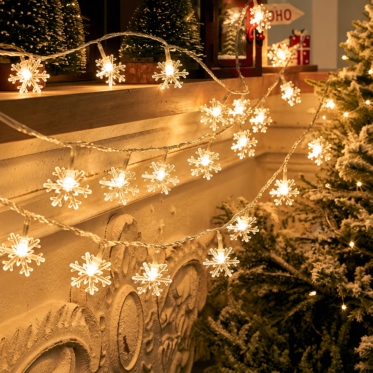 Snowflake String Lights For Christmas Holiday Room Decoration