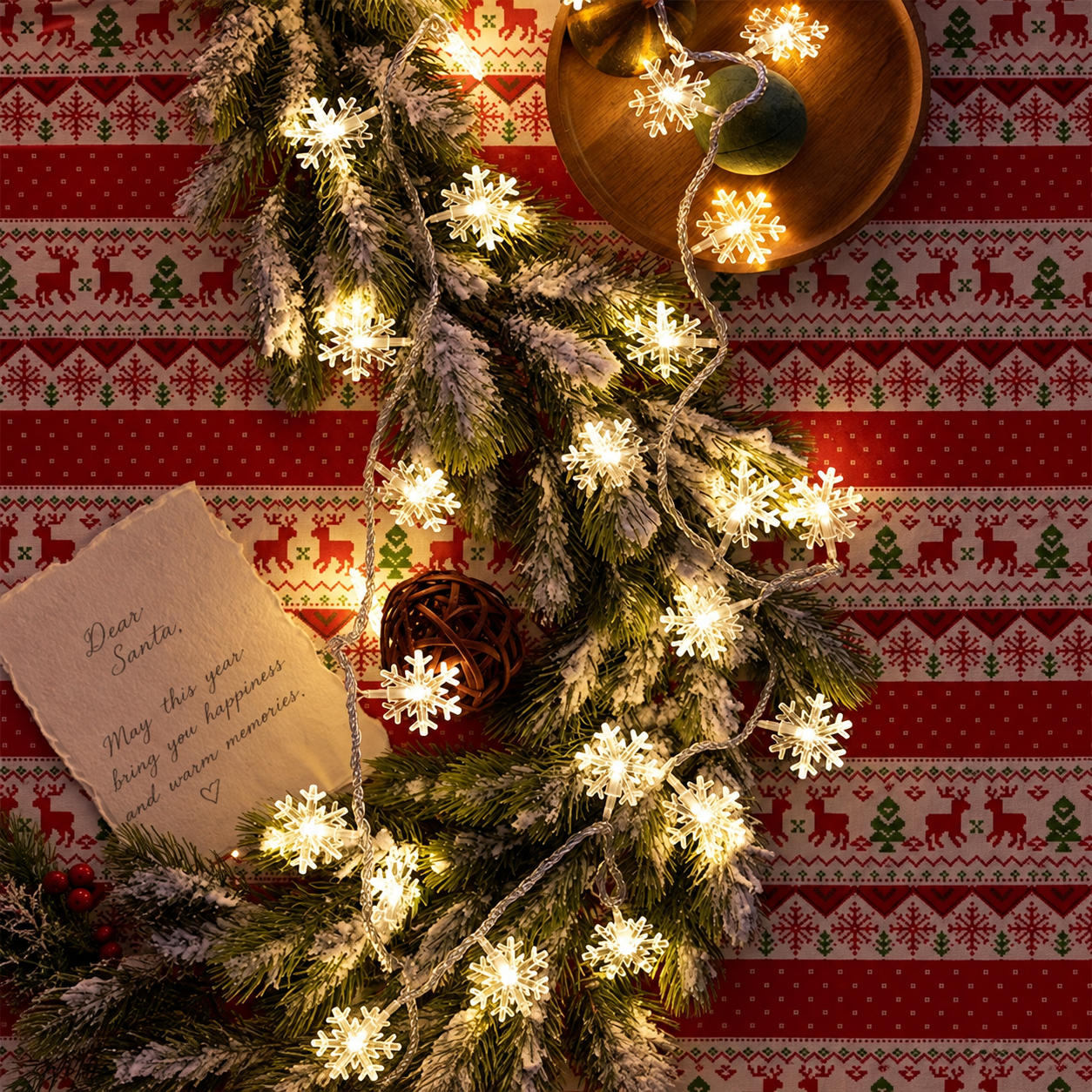 Snowflake String Lights For Christmas Holiday Room Decoration