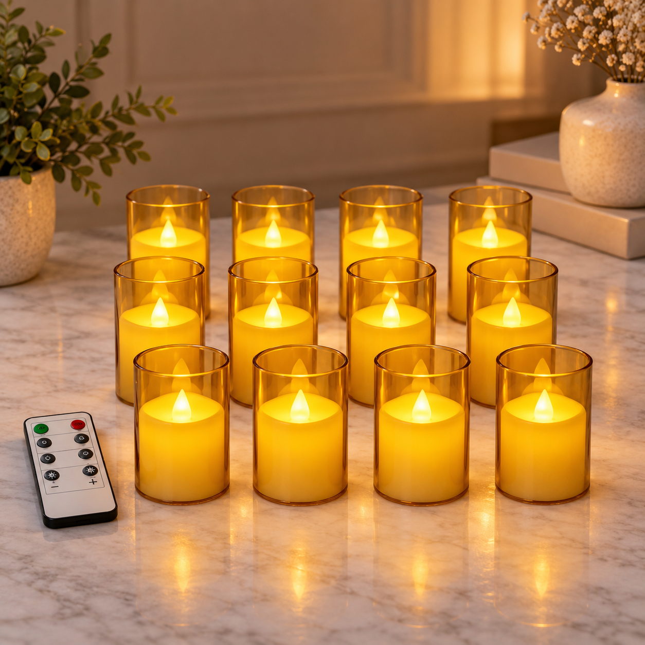 Acrylic LED Tea Lights With Remote Control For Decor