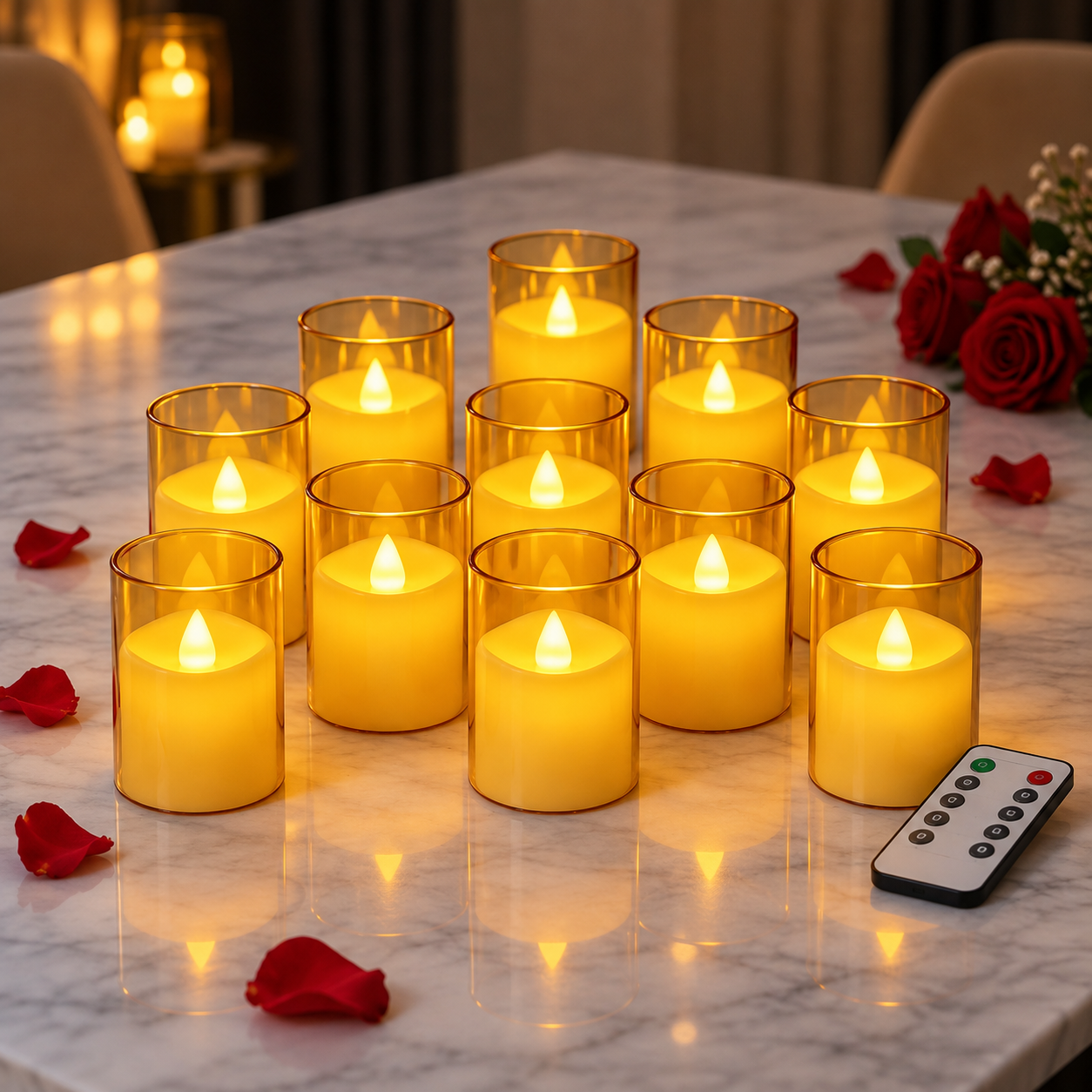 Acrylic LED Tea Lights With Remote Control For Decor