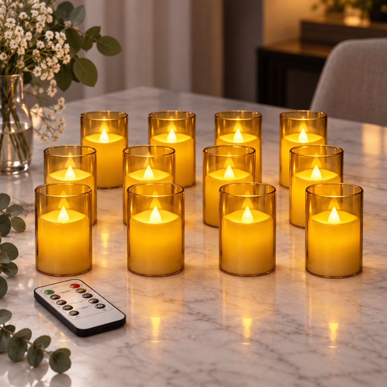 Acrylic LED Tea Lights With Remote Control For Decor