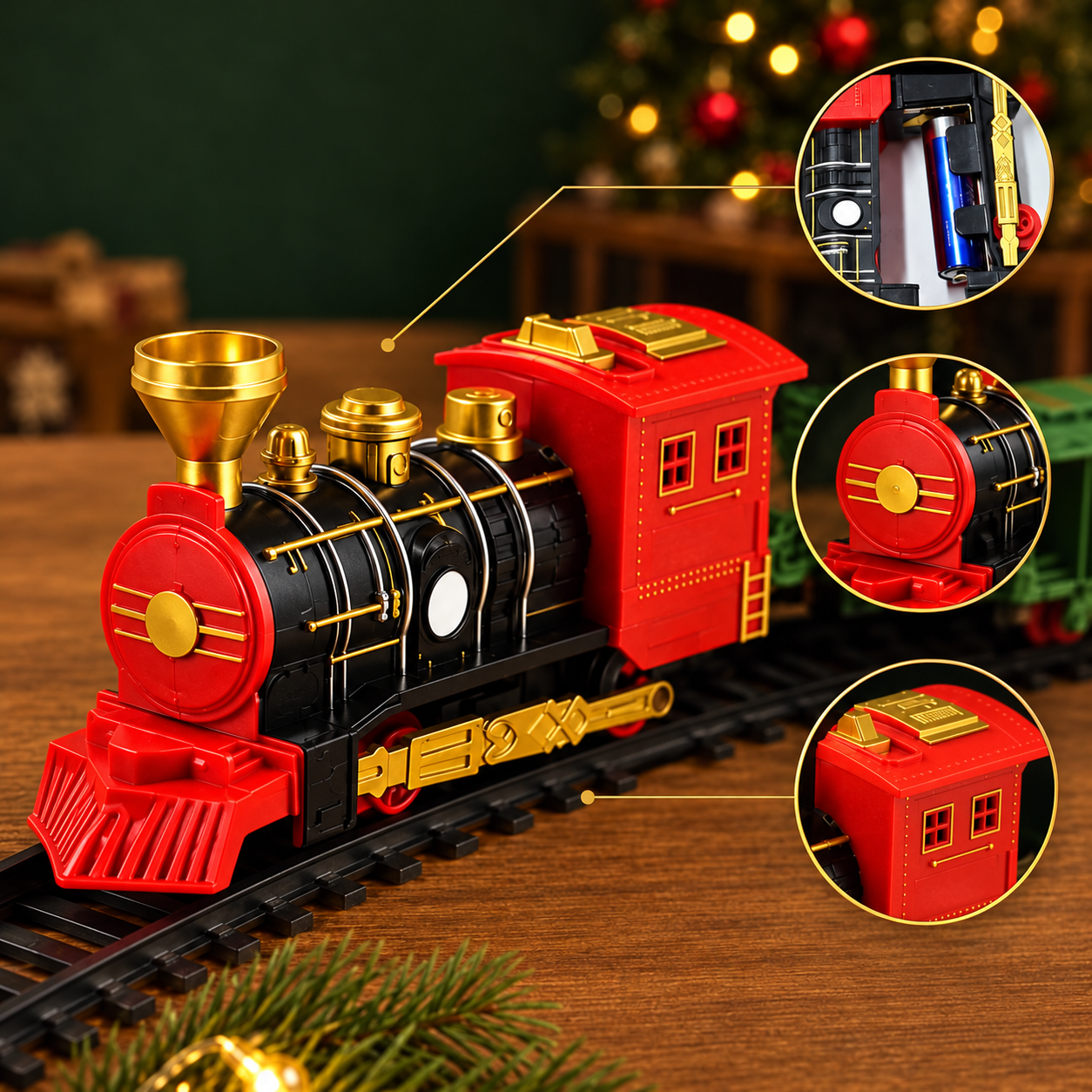 Christmas Electric Train Locomotive Model With Track For Kids